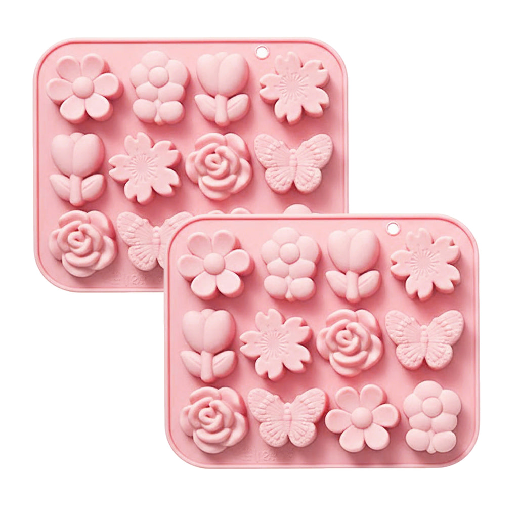 Anna-Kaci 2-Piece Silicone Flower and Butterfly Baking Mold Set Nonstick Flexible Candy Chocolate Mold