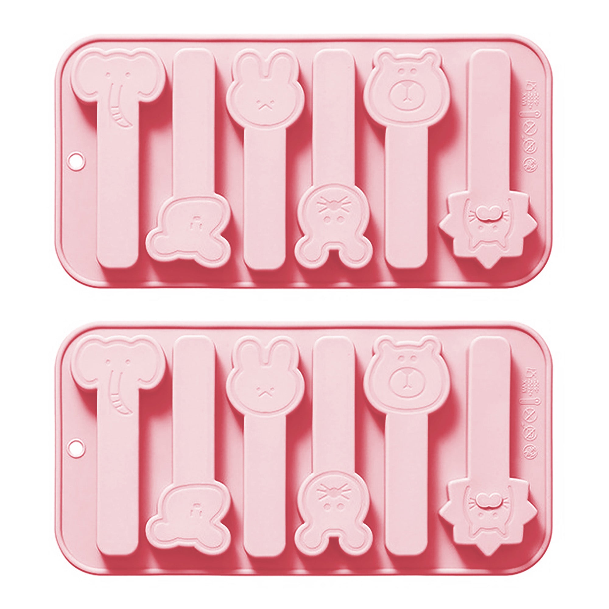 Anna-Kaci 2-Piece Animal Popsicle Silicone Baking Mold Set Nonstick Flexible Ice Pop Dessert Mold