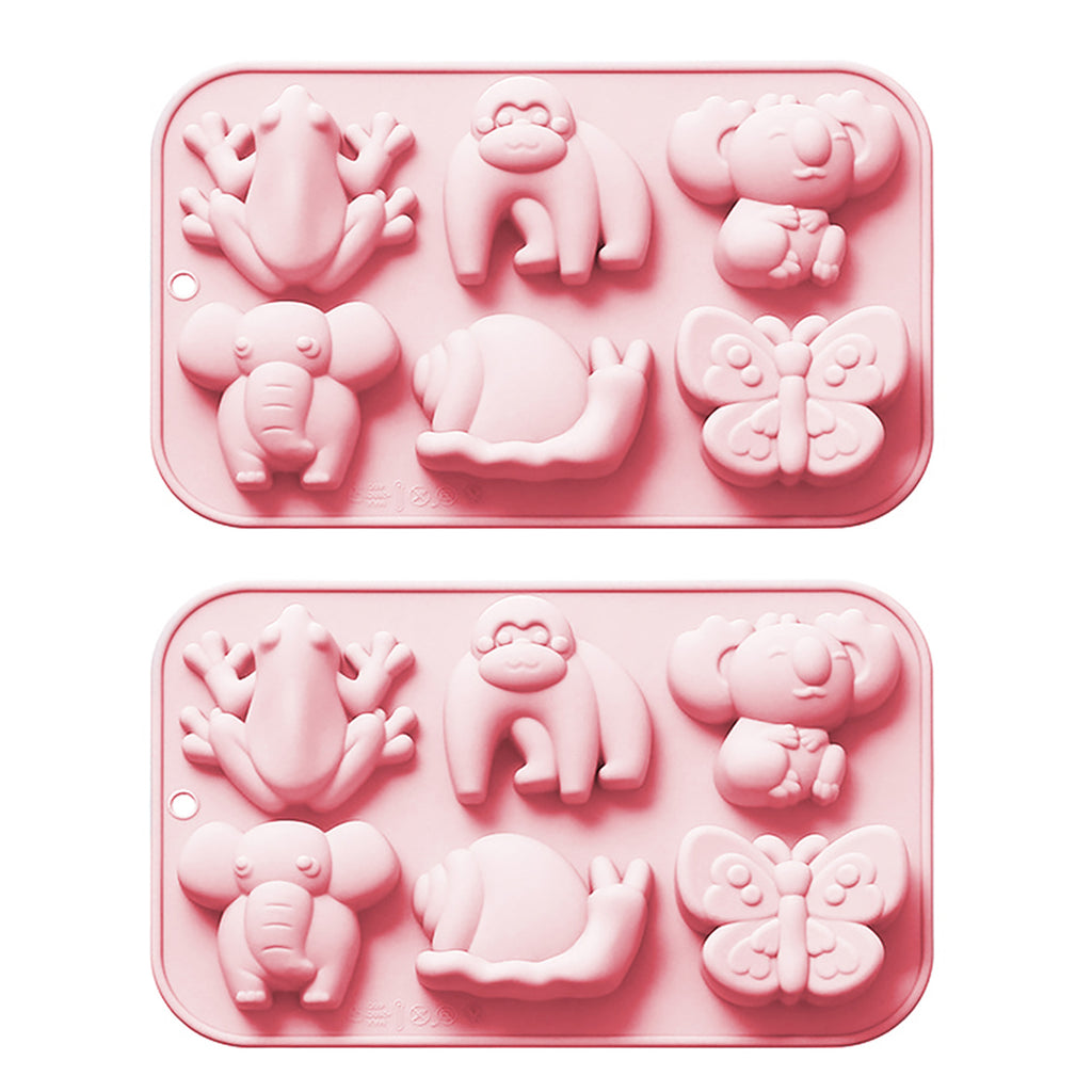 Anna-Kaci 2-Piece Animal Silicone Baking Mold Set Nonstick Flexible Chocolate Candy Dessert Mold