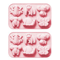 Anna-Kaci 2-Piece Animal Silicone Baking Mold Set Nonstick Flexible Chocolate Candy Dessert Mold