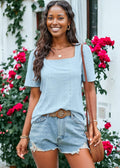 Square Neck Eyelet Top
