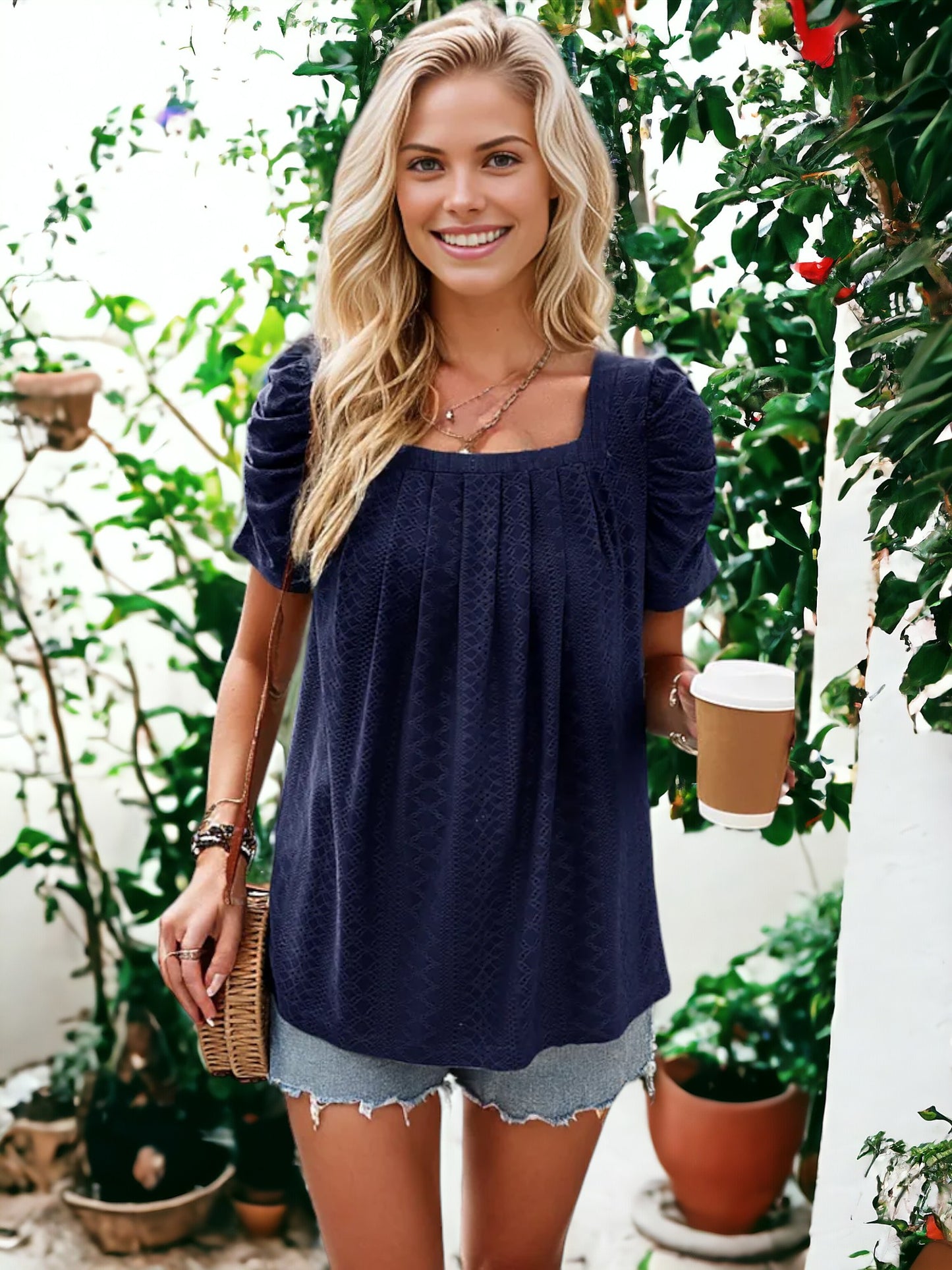 Square Collared Shirt Top