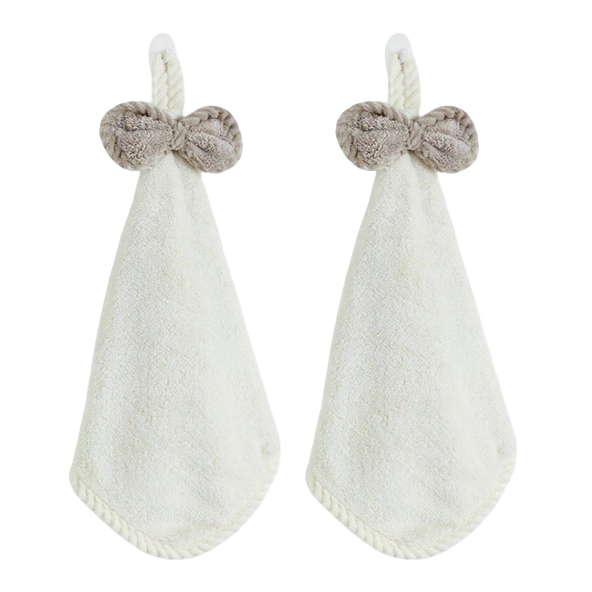 Anna-Kaci Soft Absorbent Hanging Hand Towels with Bow Detail Reusable Cleaning Cloth 2 Pack