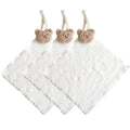 Anna-Kaci Soft Absorbent Hanging Washcloths with Bear Accent 3 Pack Reusable Cleaning Cloths
