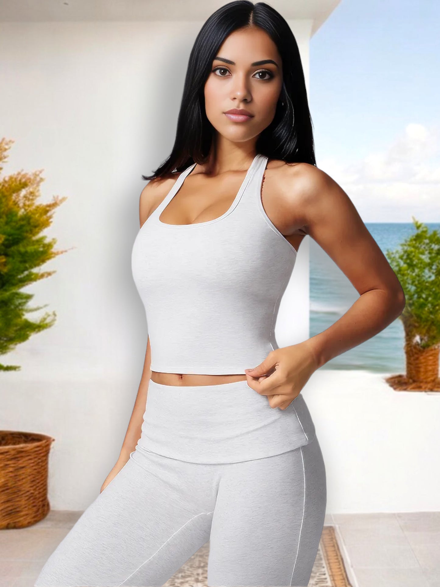 Top corto con cuello halter para mujer, diseño de espalda cruzada y corte elástico