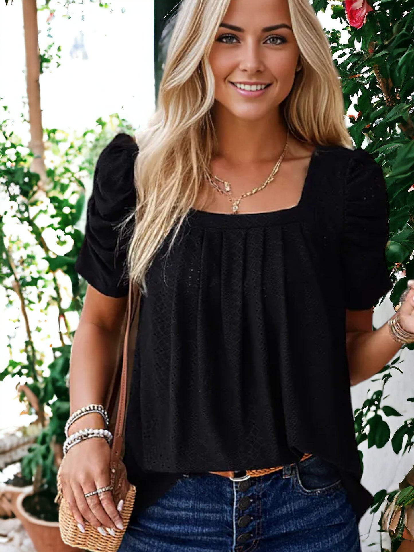 Square Collared Shirt Top