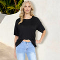 Camiseta de manga corta de punto gofrado para mujer de Anna-Kaci con bolsillo en el pecho