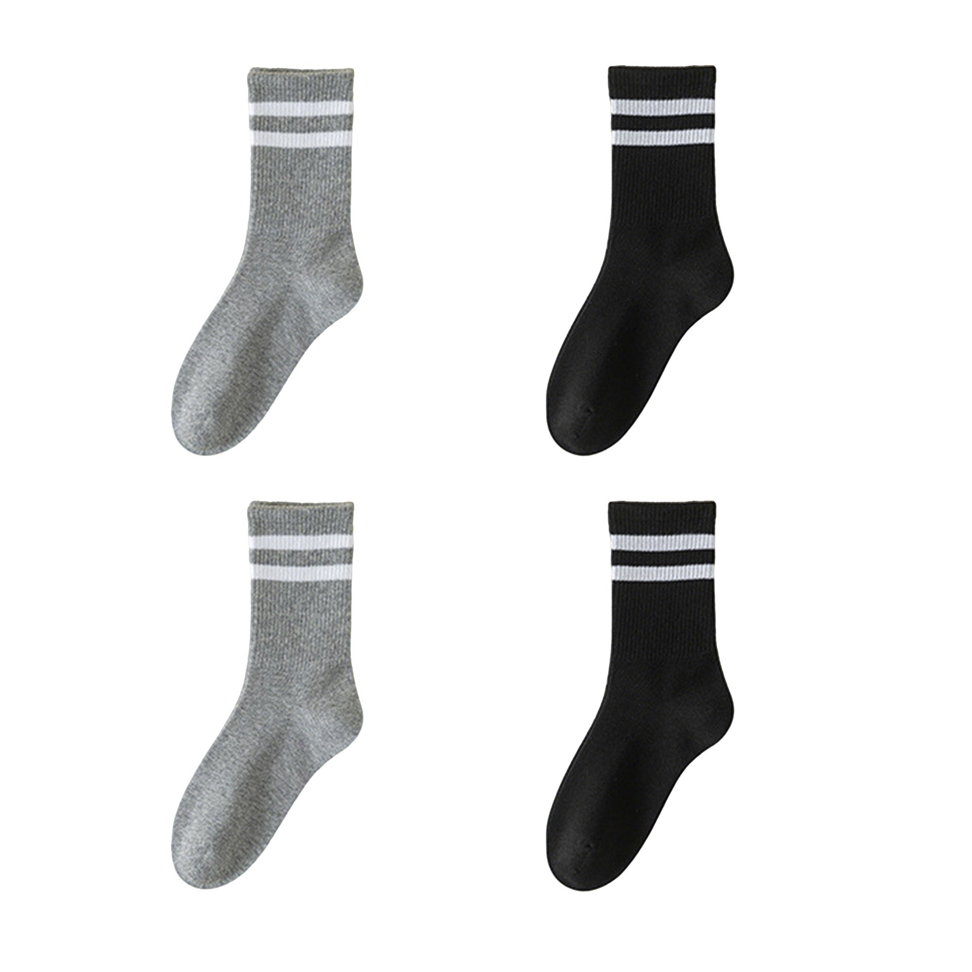Anna-Kaci Women's 4-Pack Sporty Crew Socks with Double White Stripes Moisture-Wicking Ribbed Design