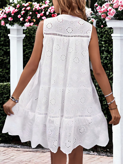 Summer White Sleeveless Mini Dress