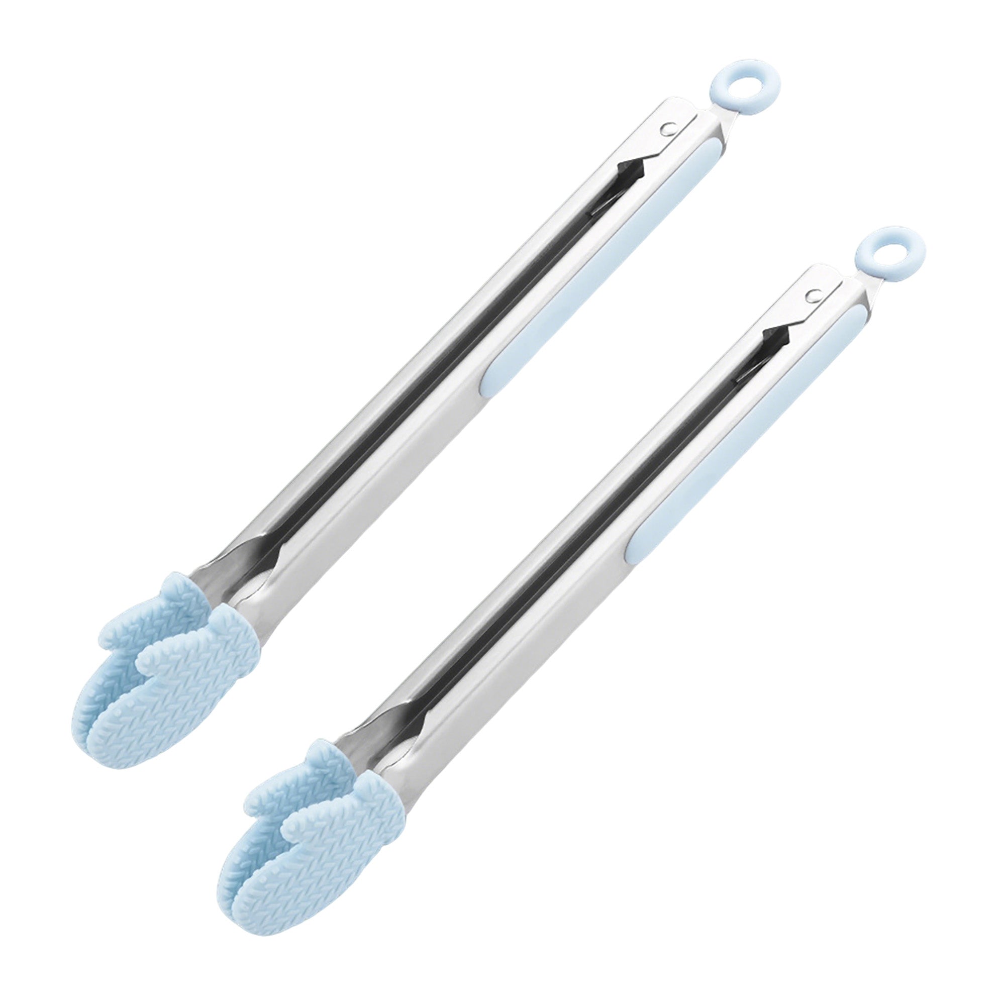 Anna-Kaci Stainless Steel Kitchen Tongs with Silicone Tips Non Slip Serving Utensil Set 2 Piece