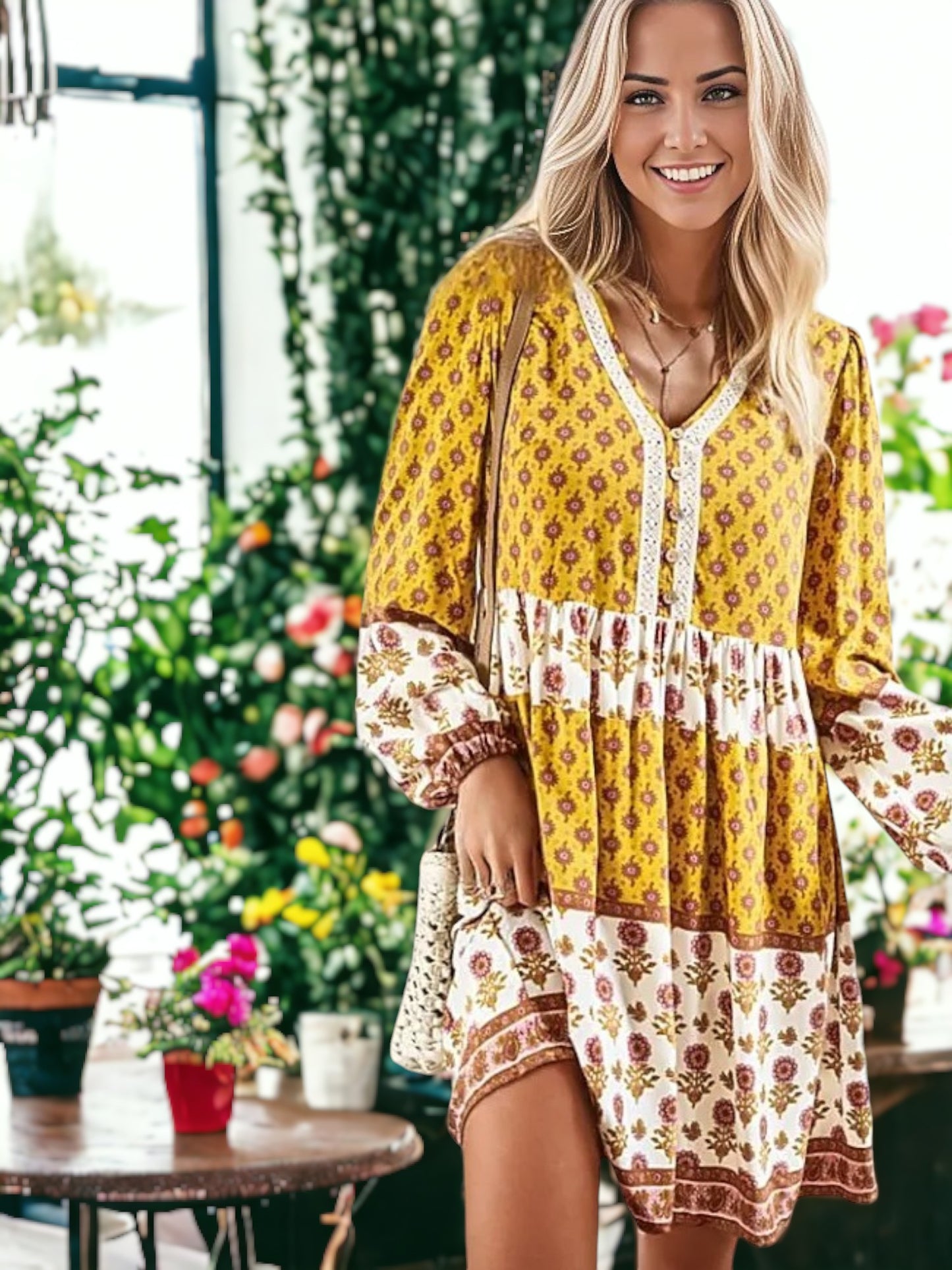 Floral Pattern Boho Dress