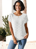 Camisa de cuello redondo con estampado de textura cuadrada de punto y detalle de bolsillo lateral