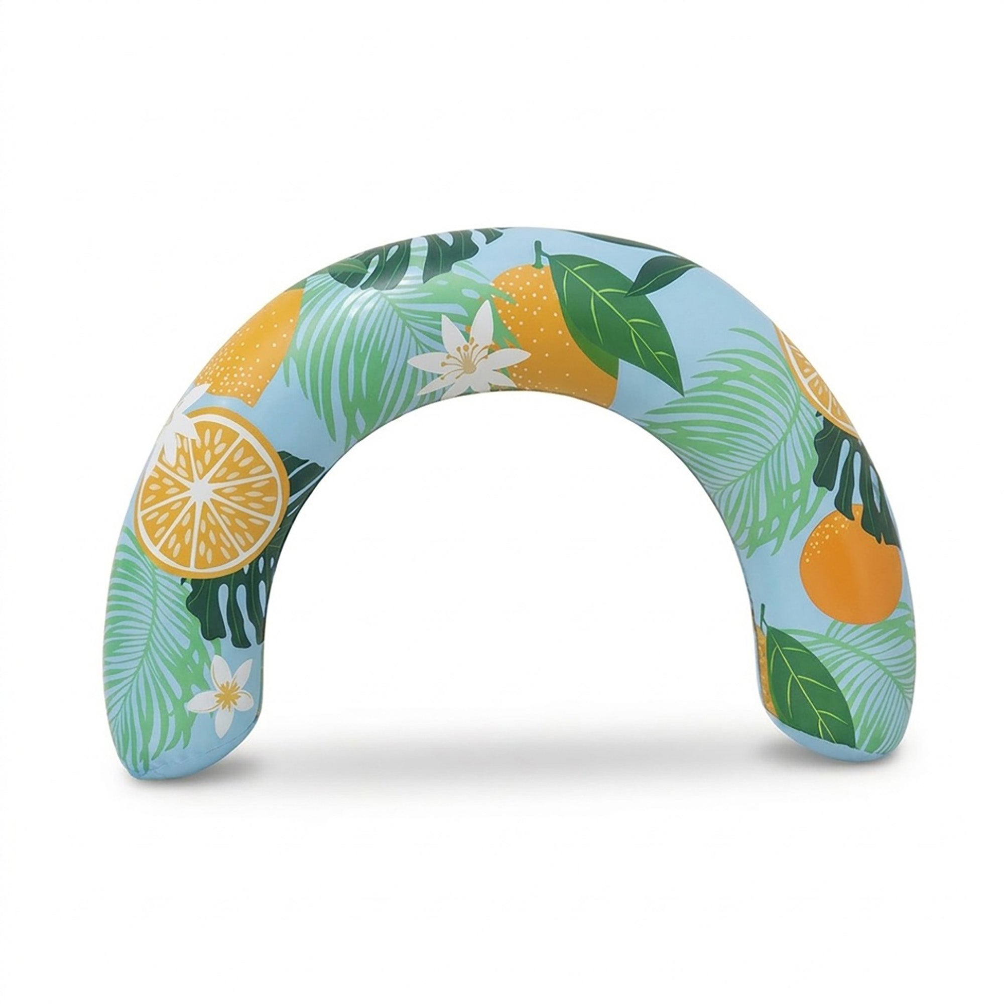 Anna-Kaci Inflatable U Shape Pool Float Adult Swim Ring Tropical Lemon Print Swimming Pool Float