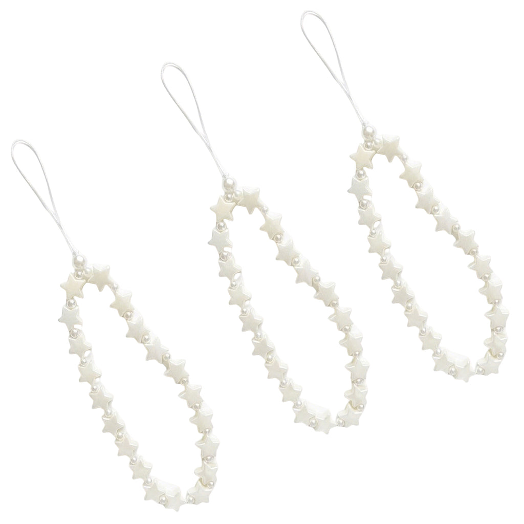 Anna-Kaci 3-PC Star Beaded Phone Charm Strap with Pearl-Style Accent Beads