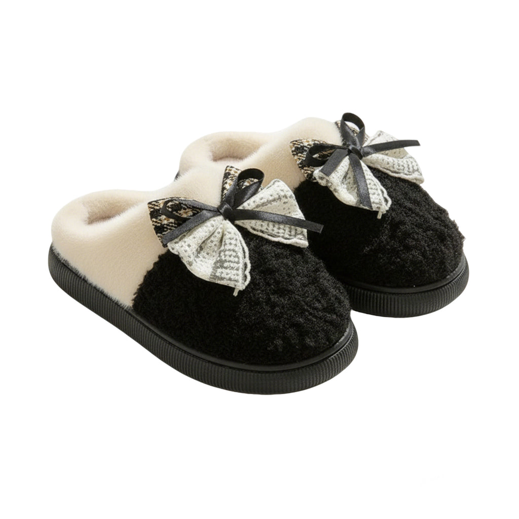 Anna-Kaci Lounge Women's Valentine Plush Closed Toe Mule House Slippers with Decorative Bow and Cushioned Sole