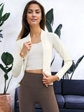 Chaqueta de yoga de manga larga de punto acanalado y ajustado