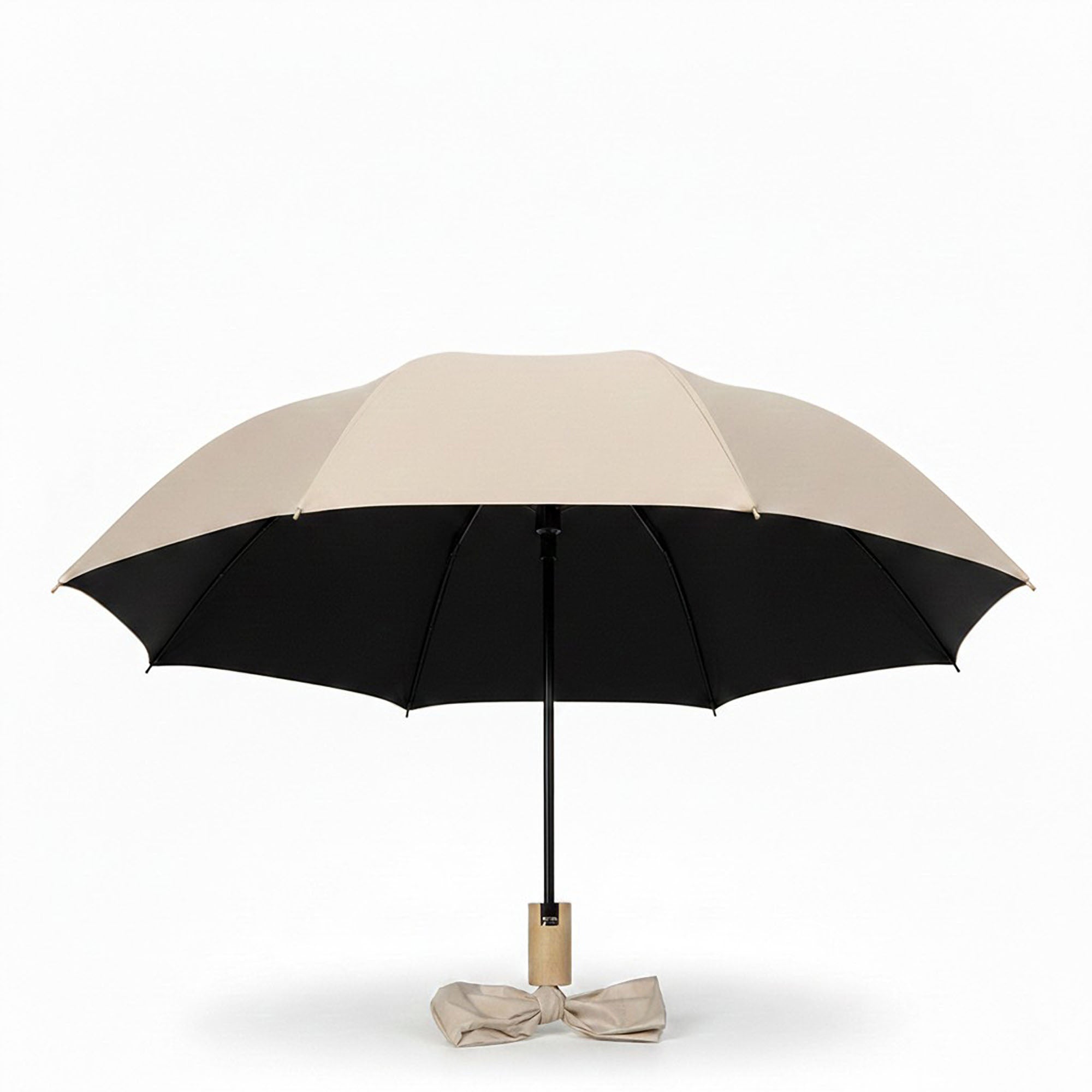Anna-Kaci Neutral Compact Umbrella with UV Protective Black Interior