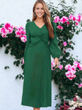 Twist Front Pleated Dress