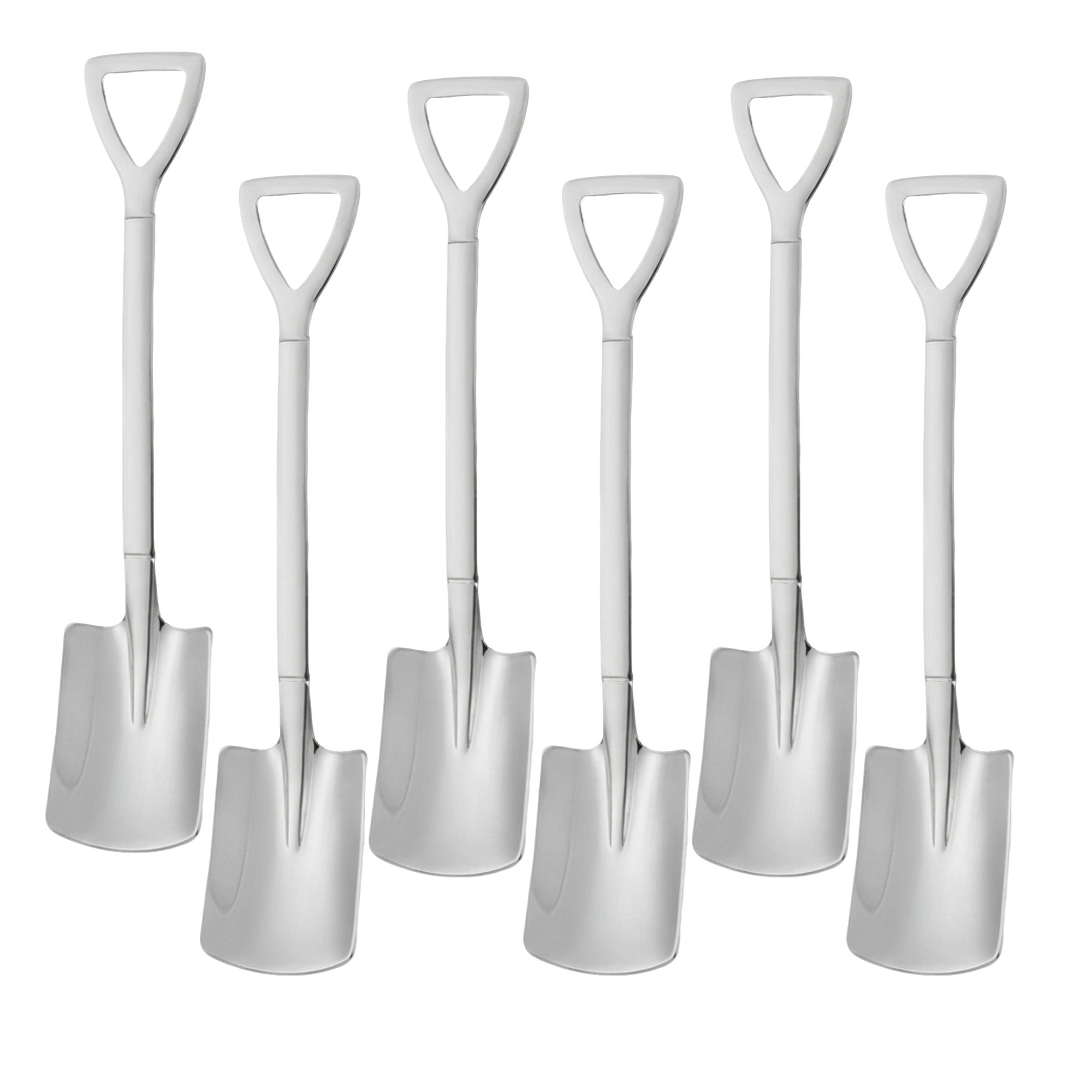 Anna-Kaci 6-Piece Mini Shovel Dessert Spoon Set with Stainless Steel Garden Tool Design