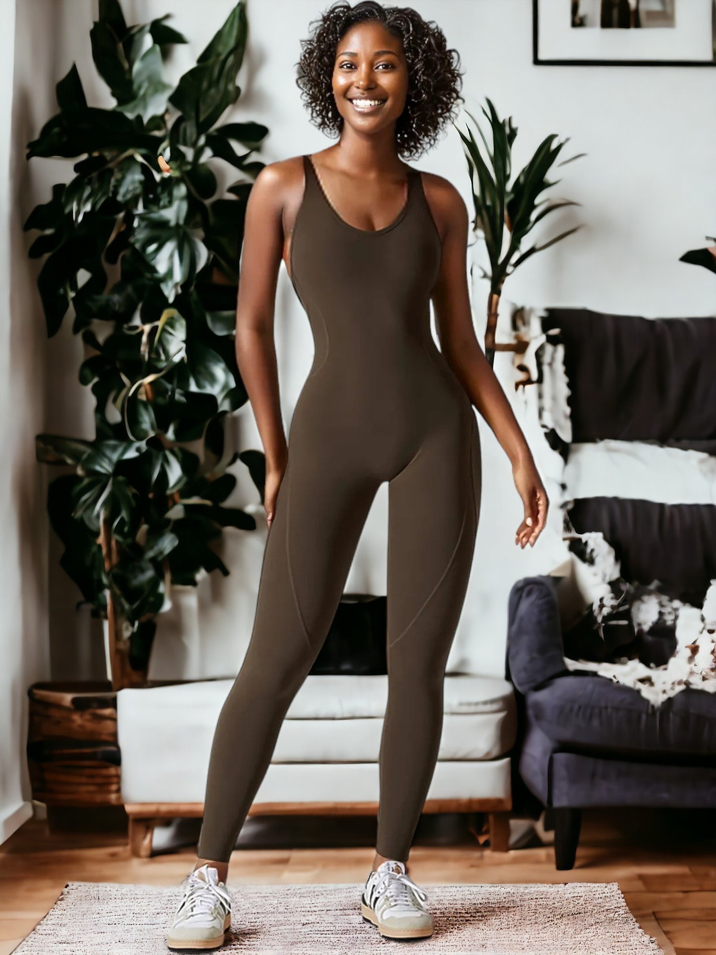 Traje de yoga de una pieza ajustado y muy elástico