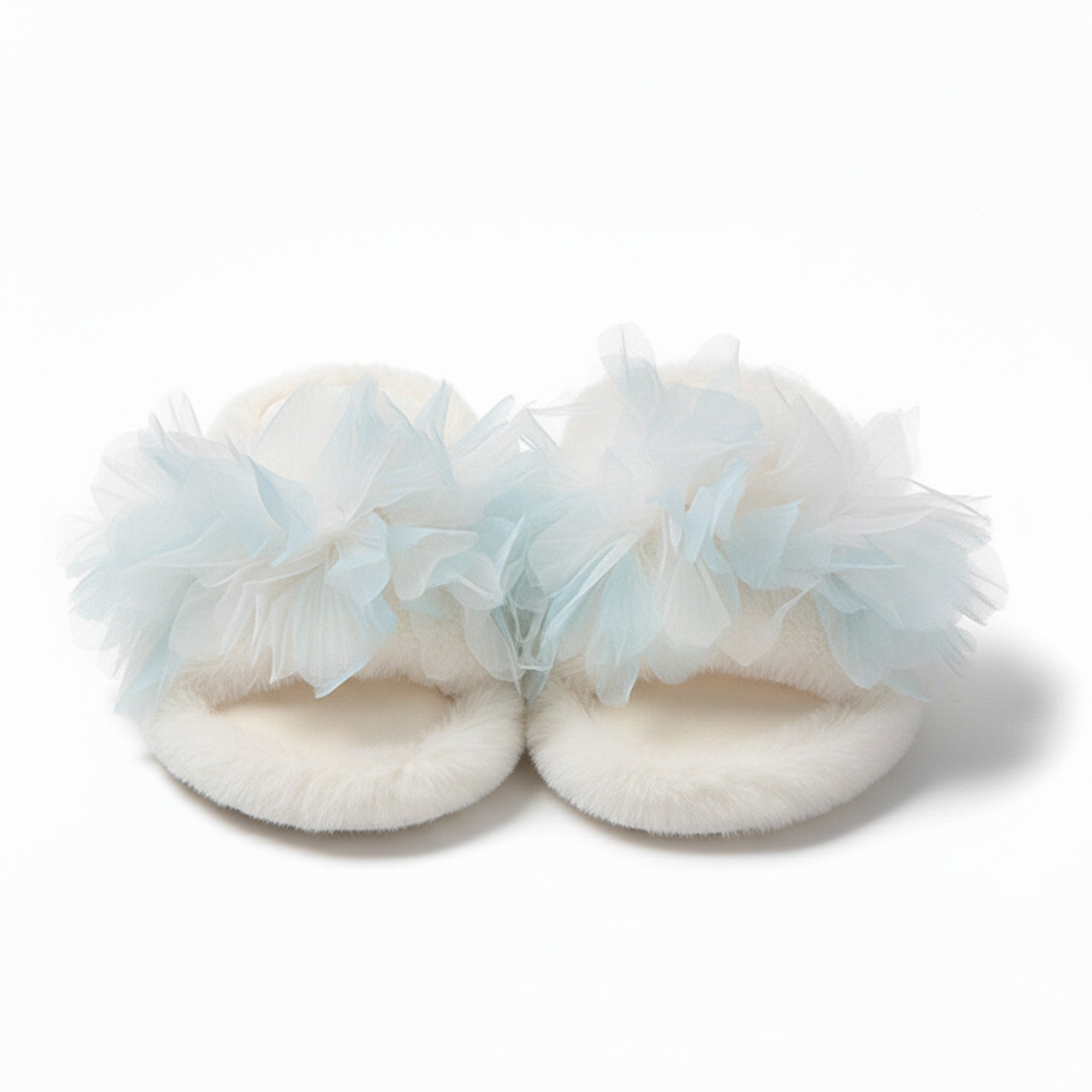 Anna-Kaci Women's Plush Indoor Slide Slippers with Floral Mesh Detail