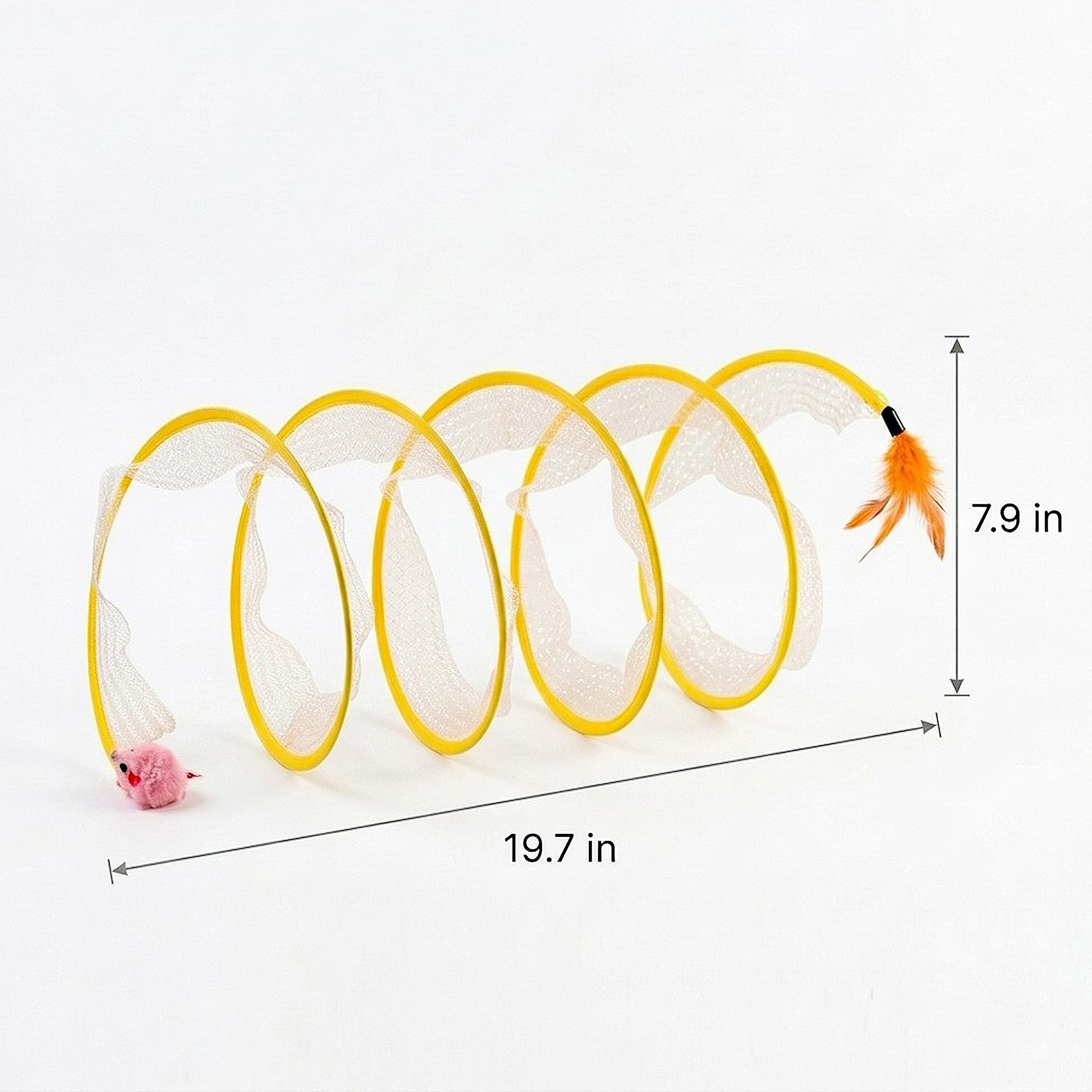 Anna-Kaci Collapsible Cat Spring Tunnel Toy with Mesh Fabric Hanging Ball Interactive Cat Toy