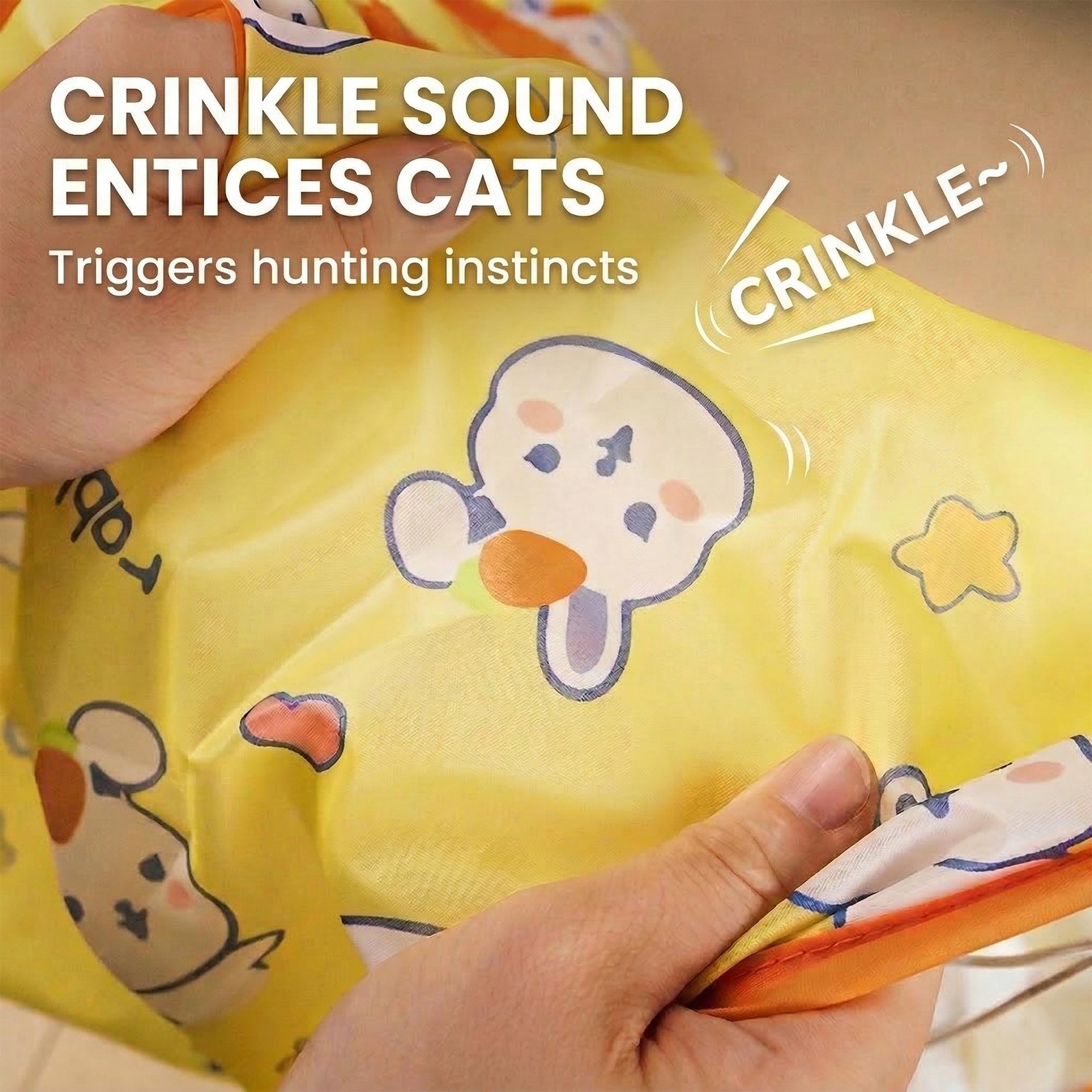Anna-Kaci Interactive Cat Crinkle Bag Toy with Peek Holes Indoor Cat Hide and Seek Tunnel Toy