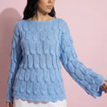 Anna-Kaci Women¡¯s Textured Loop Knit Sweater Top with Soft Open-Stitch Pattern Long Flared Sleeves and Cozy Statement Design