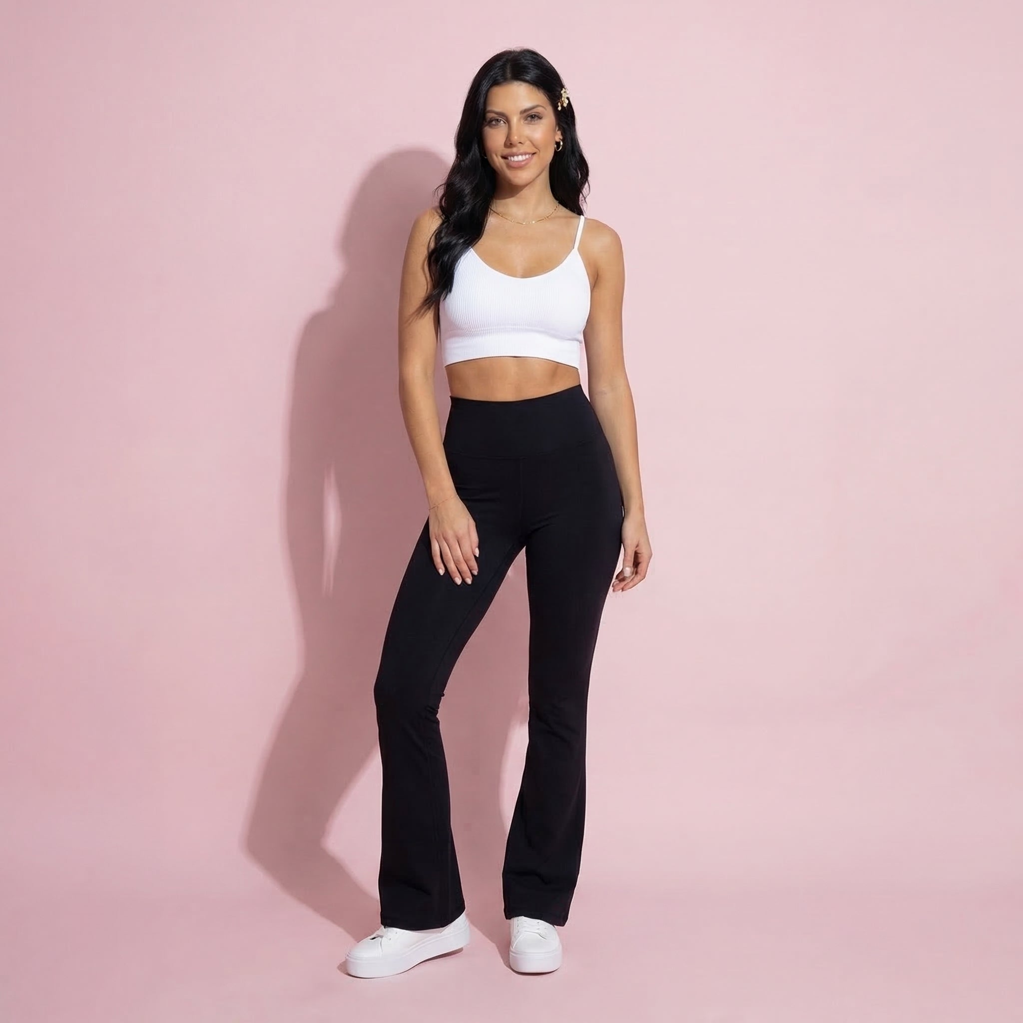 Anna-Kaci Active Women's High Waist Flare Leg Athletic Pants with Smooth Stretch Fabric and Contoured Supportive Fit for Comfortable Daily Movement