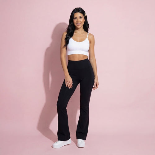Anna-Kaci Active Women's High Waist Flare Leg Athletic Pants with Smooth Stretch Fabric and Contoured Supportive Fit for Comfortable Daily Movement