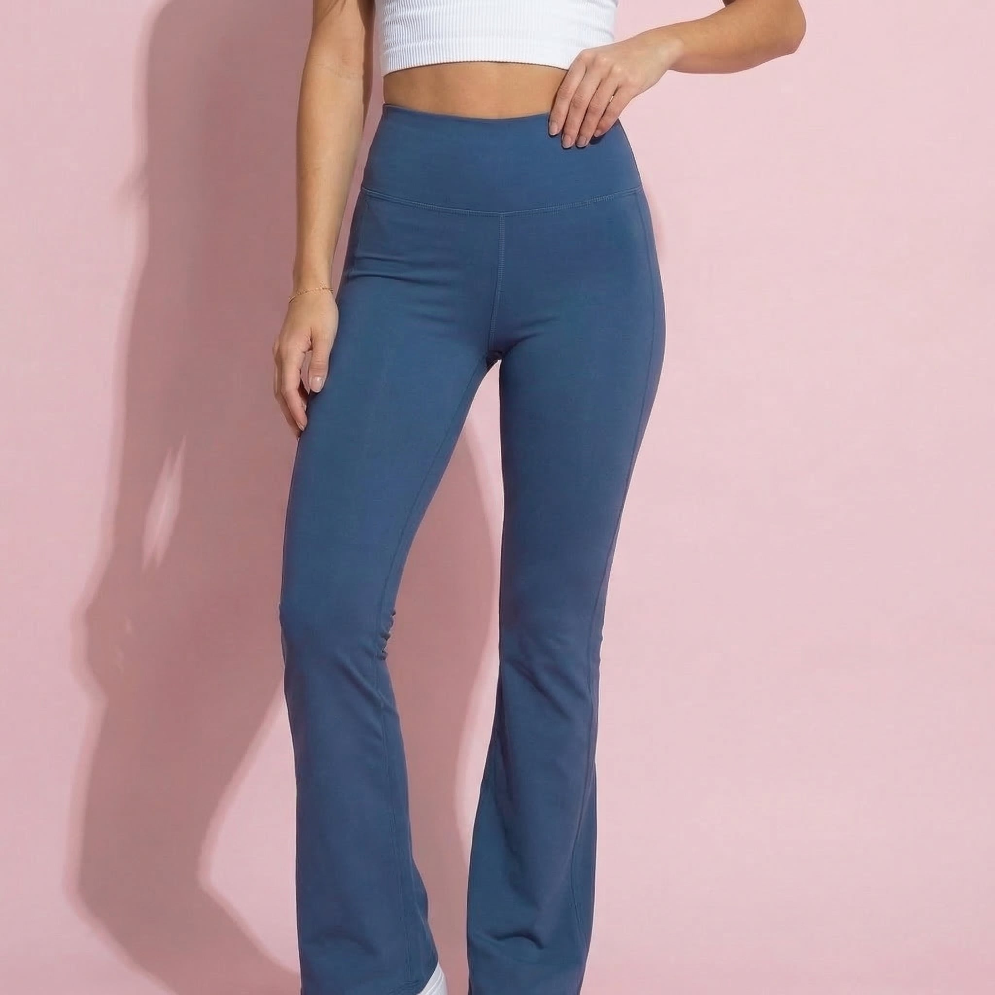 Anna-Kaci Active Women's High Waist Flare Leg Athletic Pants with Smooth Stretch Fabric and Contoured Supportive Fit for Comfortable Daily Movement