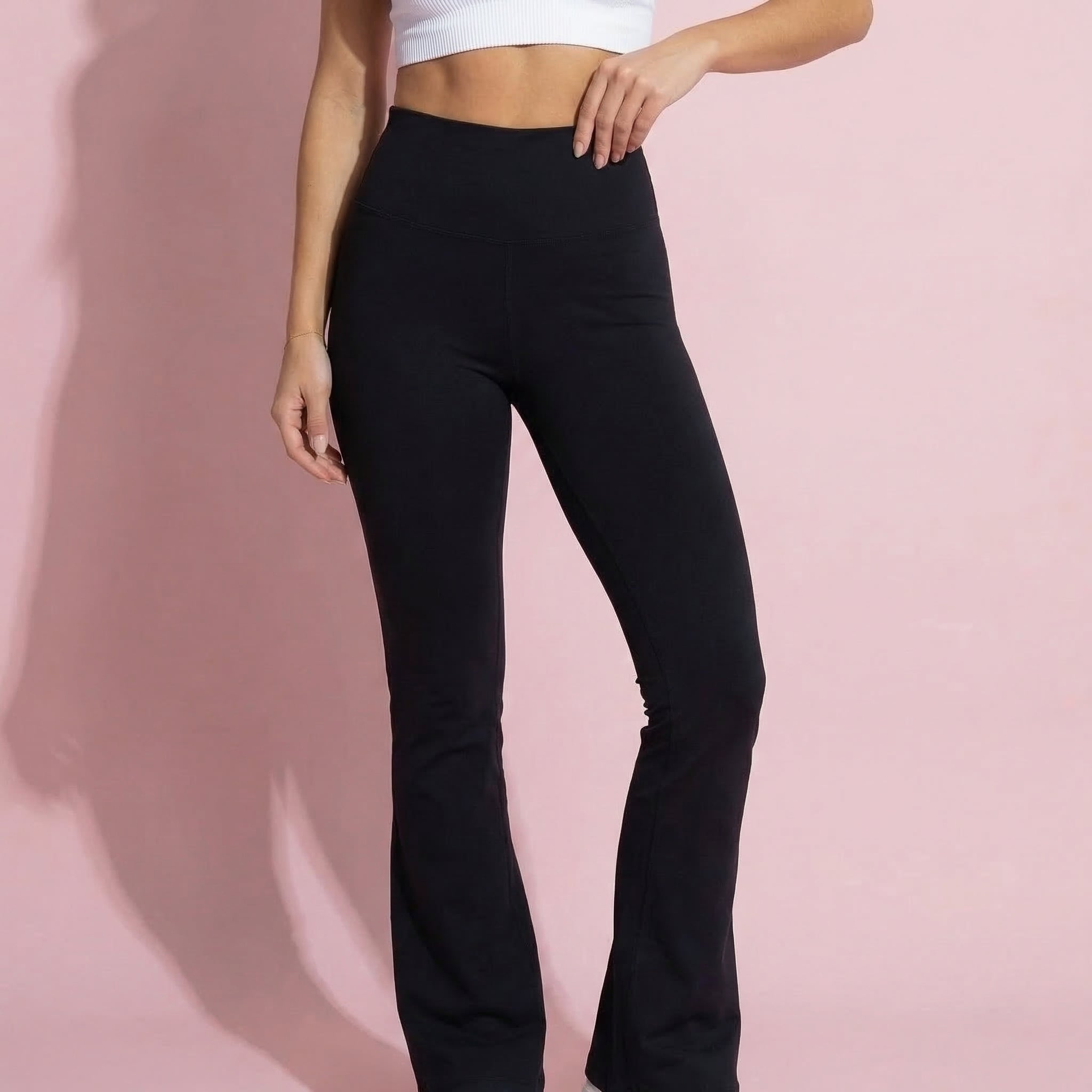 Anna-Kaci Active Women's High Waist Flare Leg Athletic Pants with Smooth Stretch Fabric and Contoured Supportive Fit for Comfortable Daily Movement