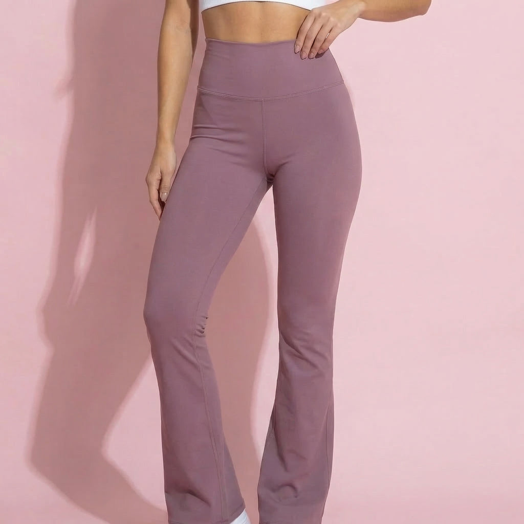 Anna-Kaci Active Women's High Waist Flare Leg Athletic Pants with Smooth Stretch Fabric and Contoured Supportive Fit for Comfortable Daily Movement