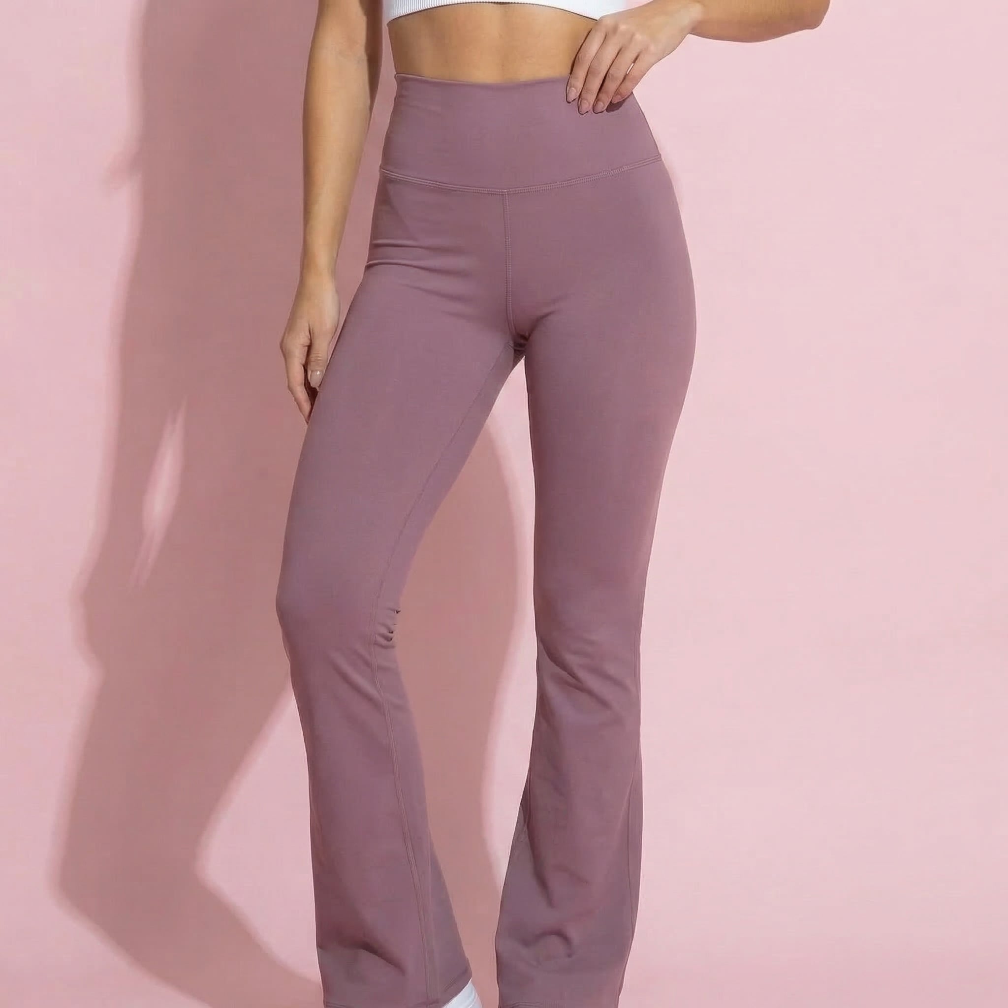 Anna-Kaci Active Women's High Waist Flare Leg Athletic Pants with Smooth Stretch Fabric and Contoured Supportive Fit for Comfortable Daily Movement