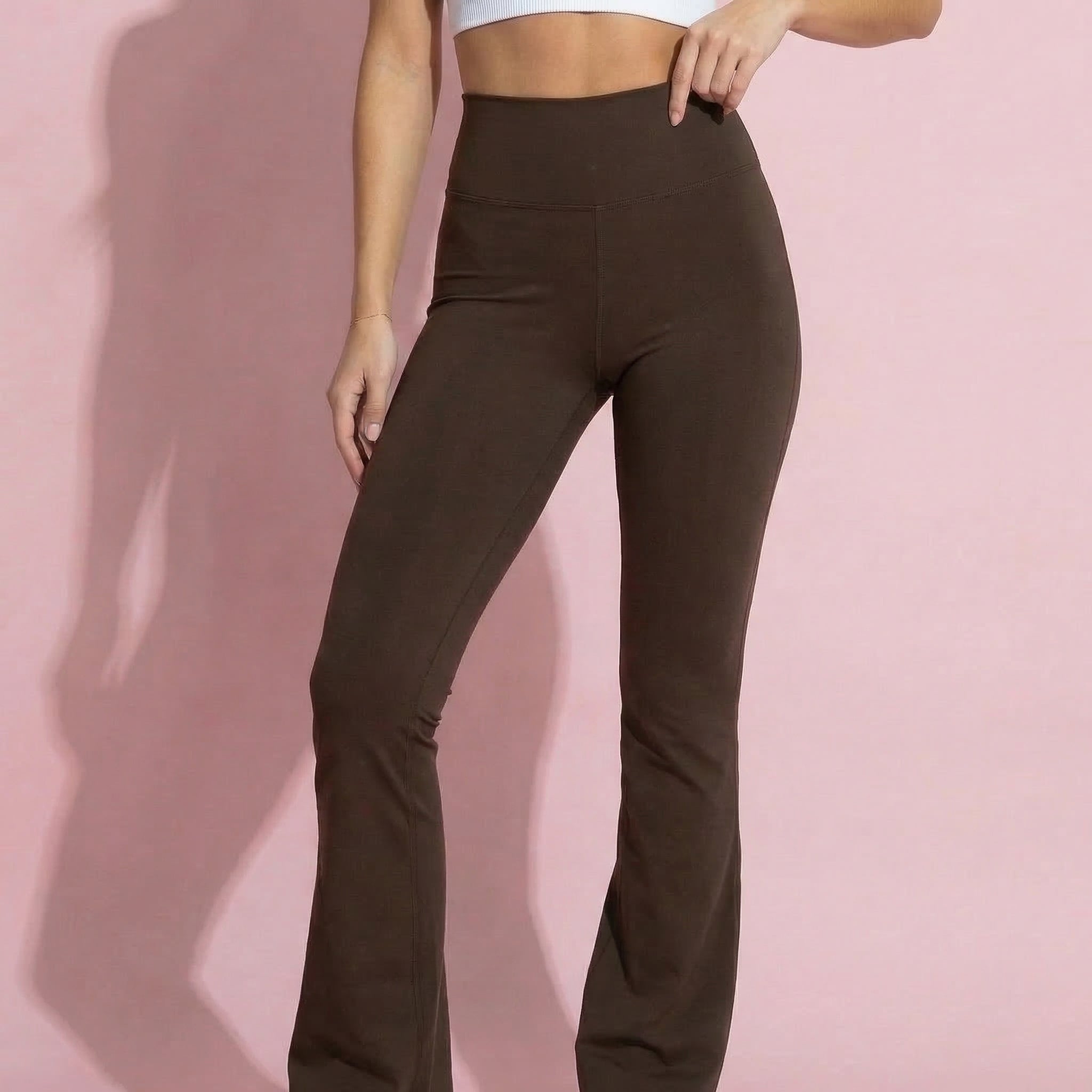 Anna-Kaci Active Women's High Waist Flare Leg Athletic Pants with Smooth Stretch Fabric and Contoured Supportive Fit for Comfortable Daily Movement