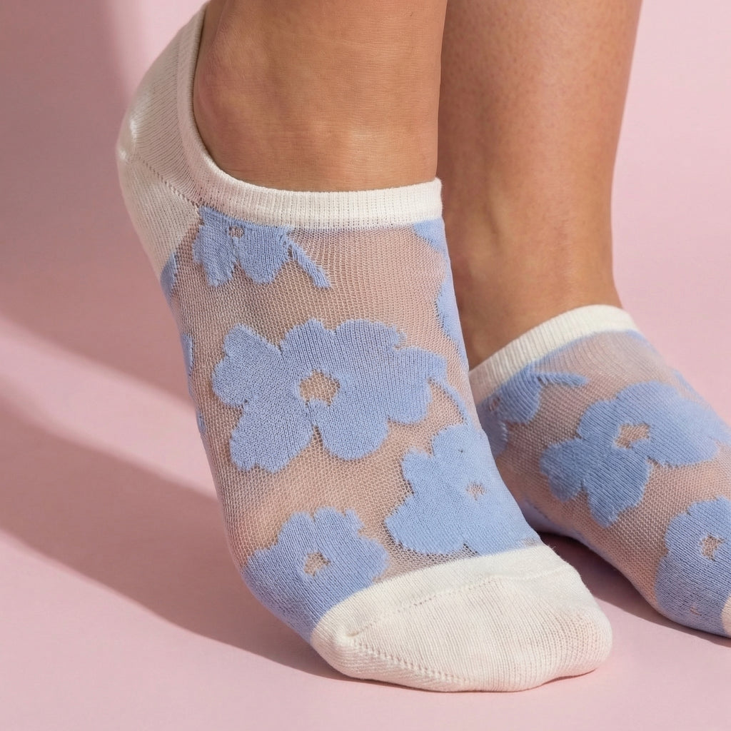 Anna-Kaci Women's 3-Pair Sheer No Show Socks Floral Pattern Lightweight Soft Knit Comfortable Everyday Sock Set