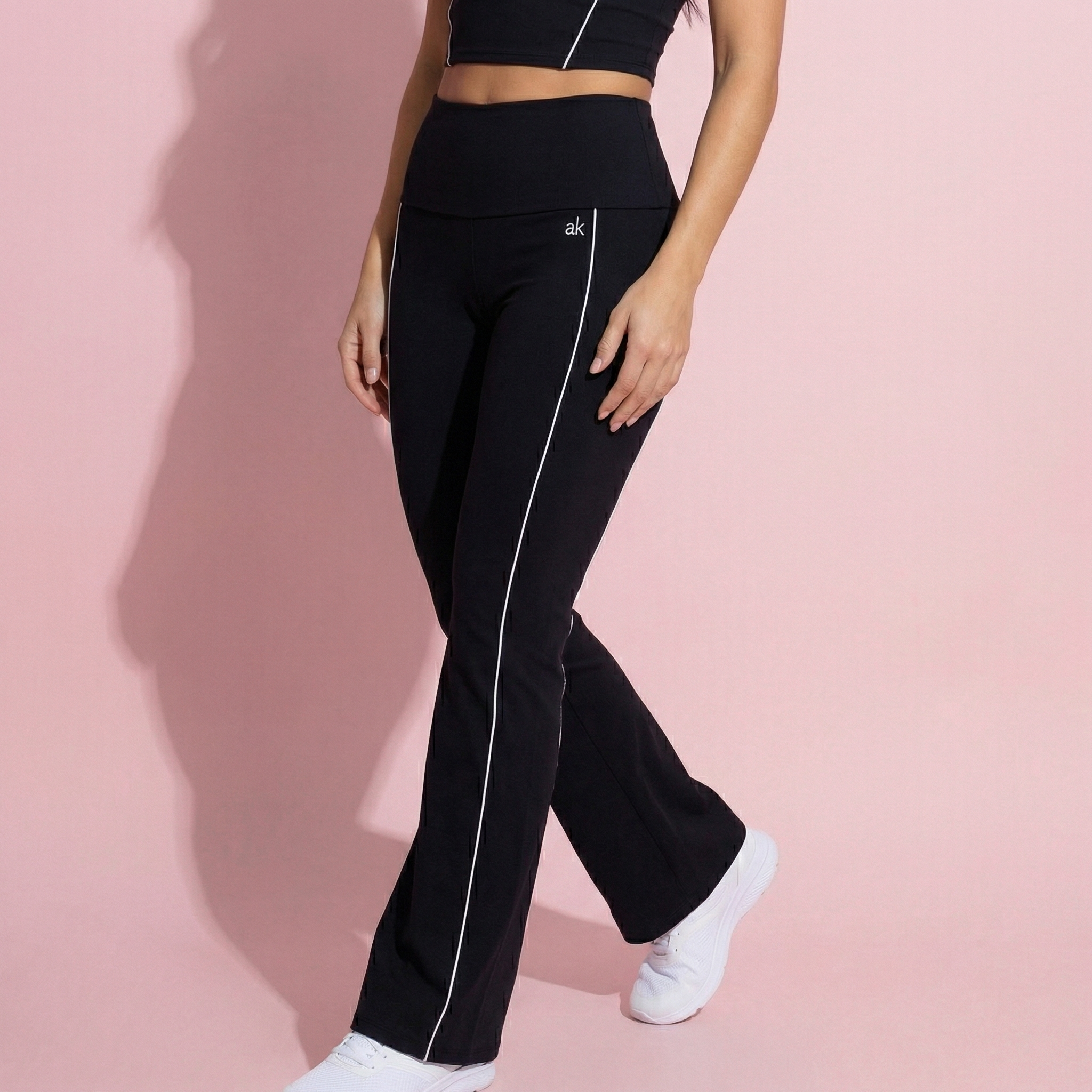 Anna-Kaci Active Women's High Waist Flared Leggings with Contrast Seam Detail and Stretch Fabric