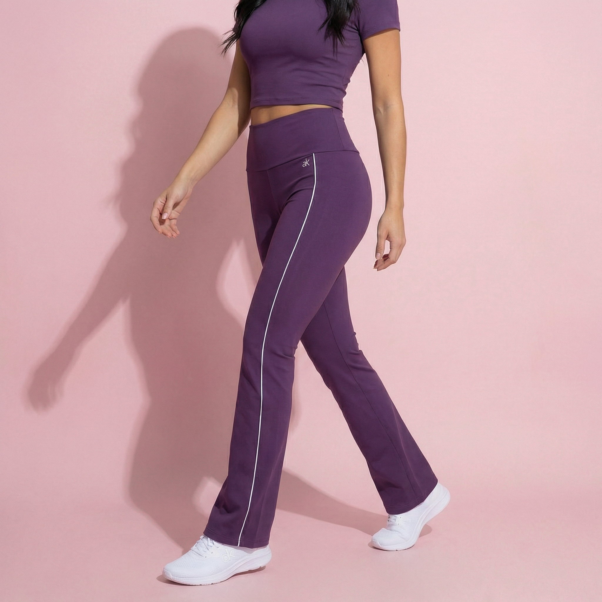 Anna-Kaci Active Women's High Waist Flared Leggings with Contrast Seam Detail and Stretch Fabric