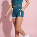 Anna-Kaci Active Active Women's High Waist Biker Shorts with Contrast Piping and Seamless Stretch Fabric