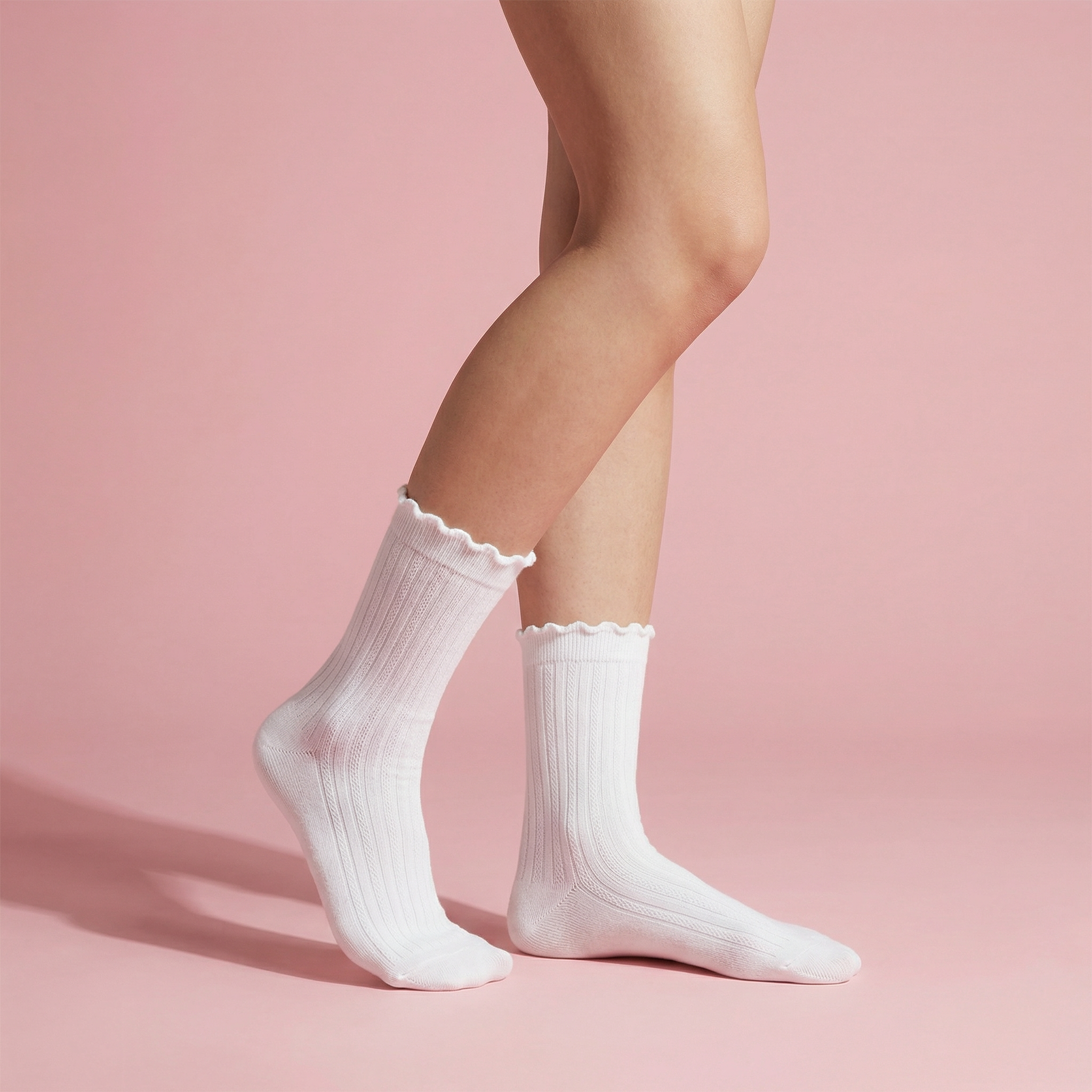 Anna-Kaci Women's 4-Pair Pack Soft Ribbed Ankle Socks with Ruffled Edge Trim Lightweight Knit Design in Multiple Color Combinations