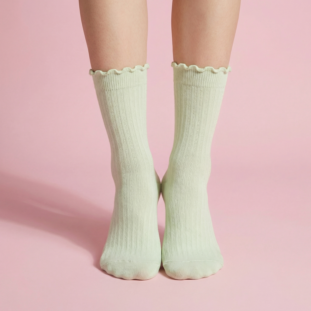 Anna-Kaci Women's 4-Pair Pack Soft Ribbed Ankle Socks with Ruffled Edge Trim Lightweight Knit Design in Multiple Color Combinations