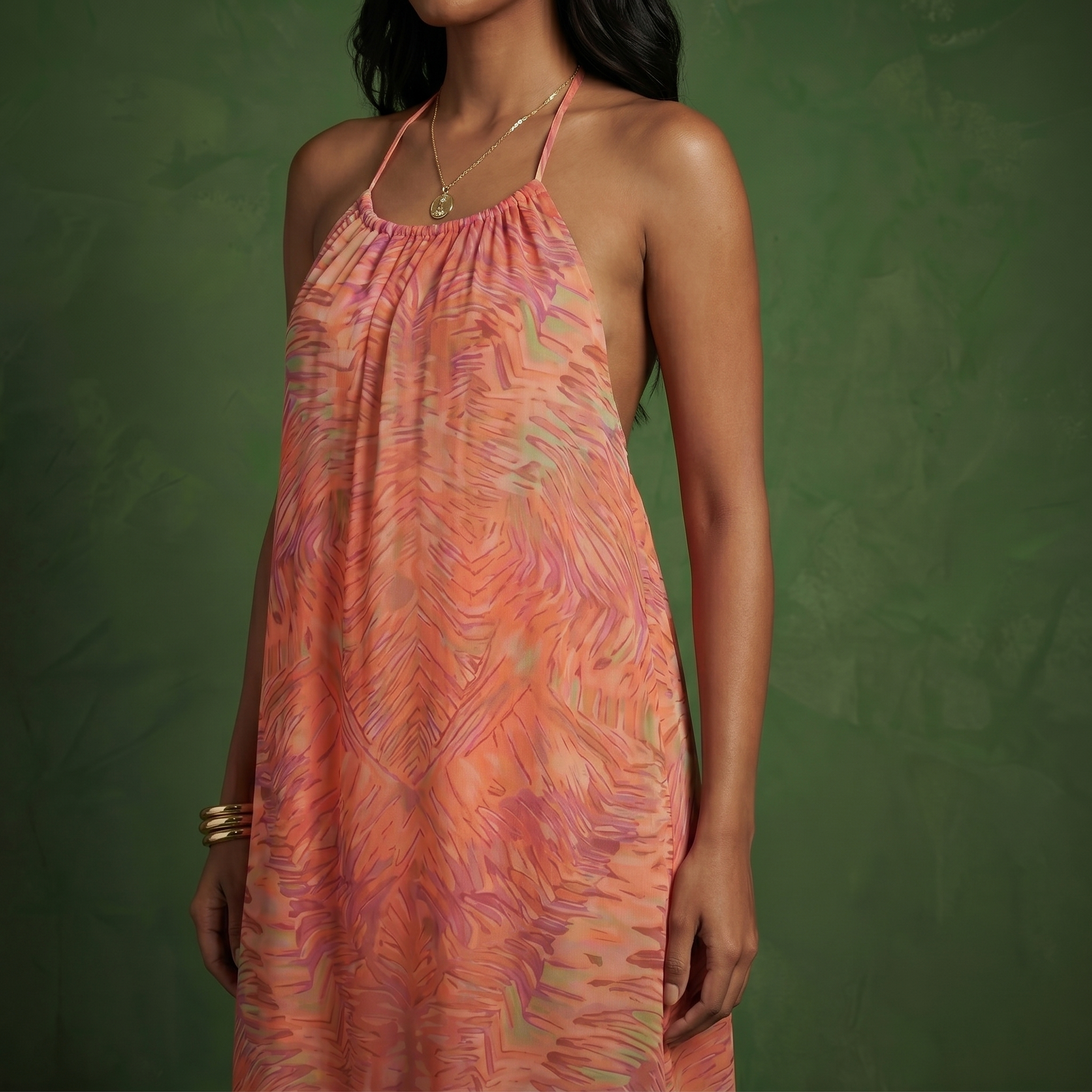 Anna-Kaci Women's Halter Maxi Dress with Open Back Tie Detail and Ruffle Hem
