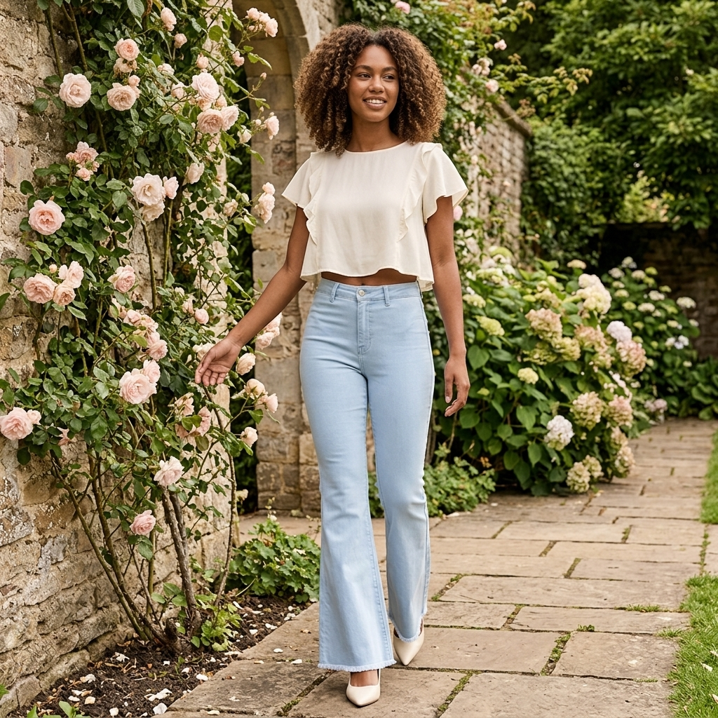 High Rise Flare Pants Button Front Stretch Wide Leg Hem Pants