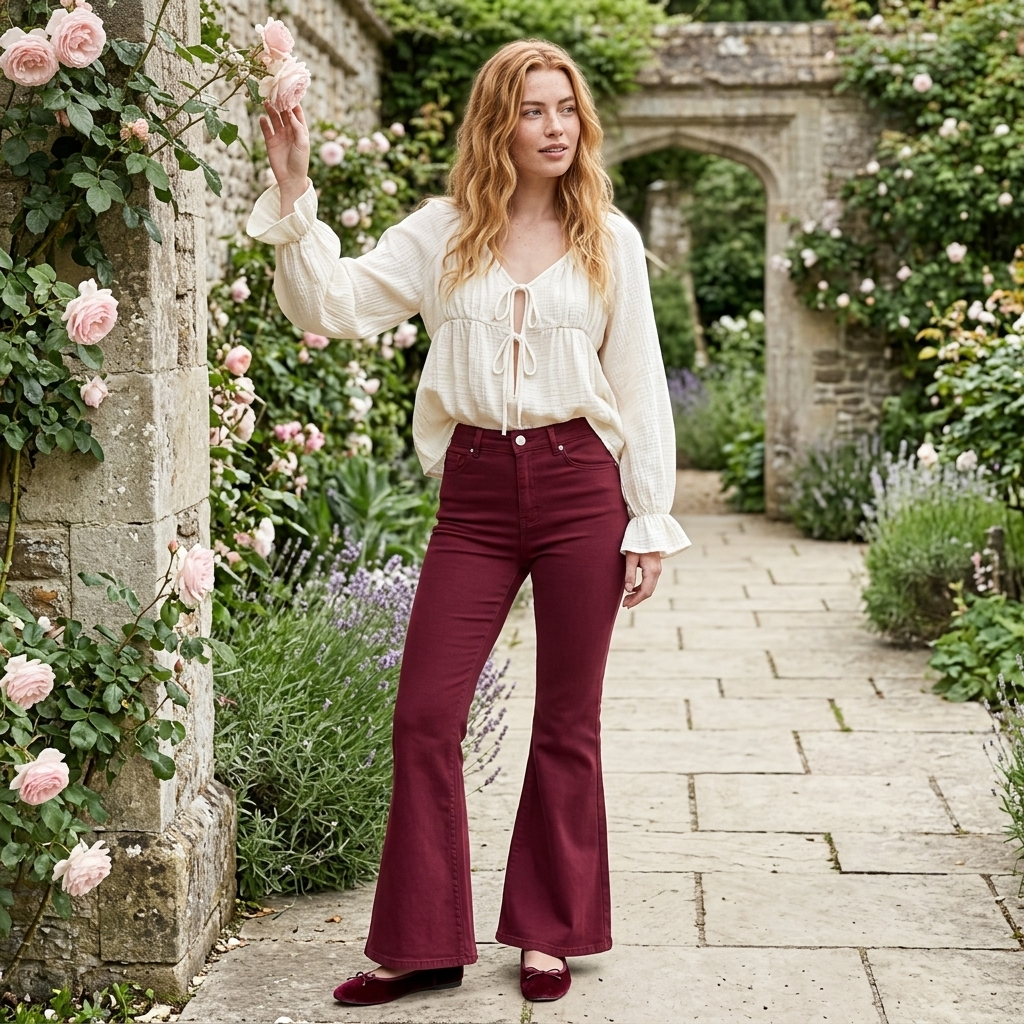 High Rise Flare Pants Button Front Stretch Wide Leg Hem Pants