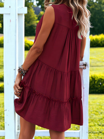 Flat Collar Tiered Shift Dress