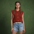 Anna-Kaci Women's Sleeveless Knit Cardigan Vest with Button Front and Pocket Detail