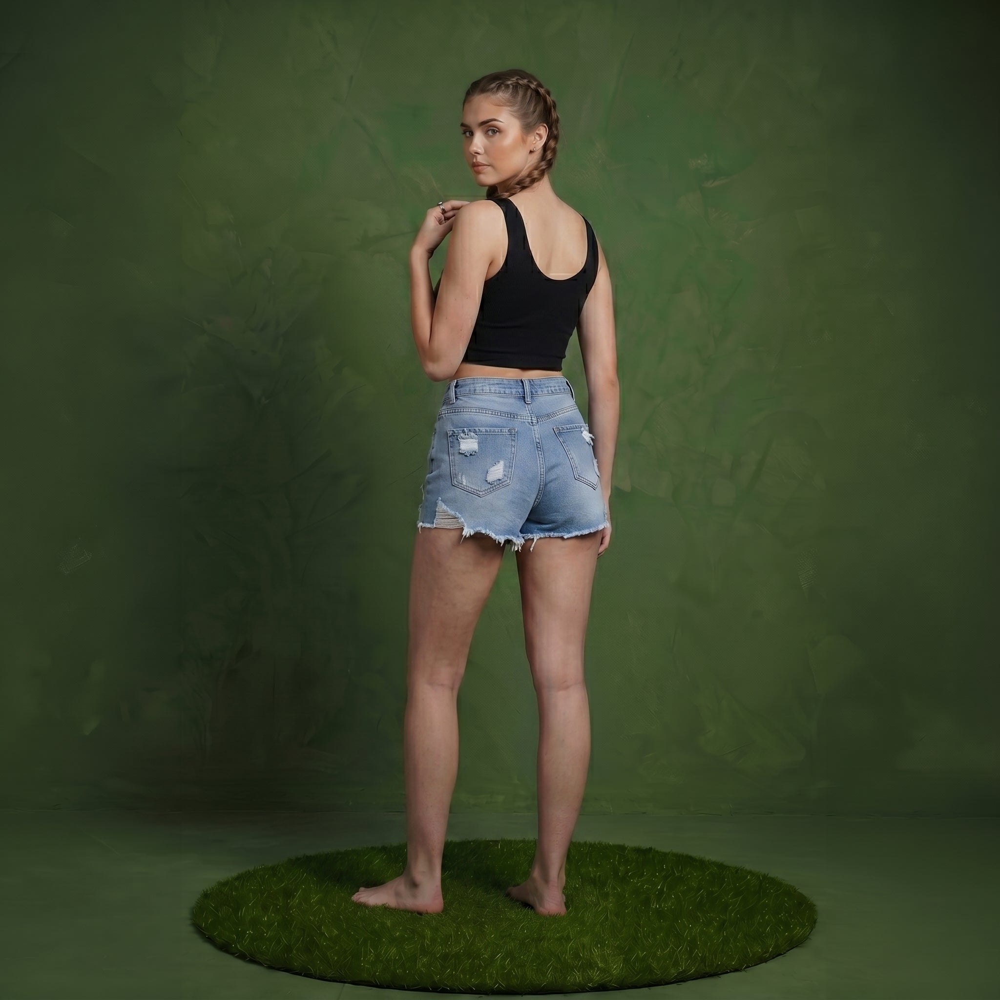 Anna-Kaci Women's High Waist Distressed Denim Shorts with Raw Hem