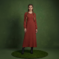 Anna-Kaci Women's Long Sleeve Pleated Maxi Dress with Fitted Bodice and Flowing Skirt