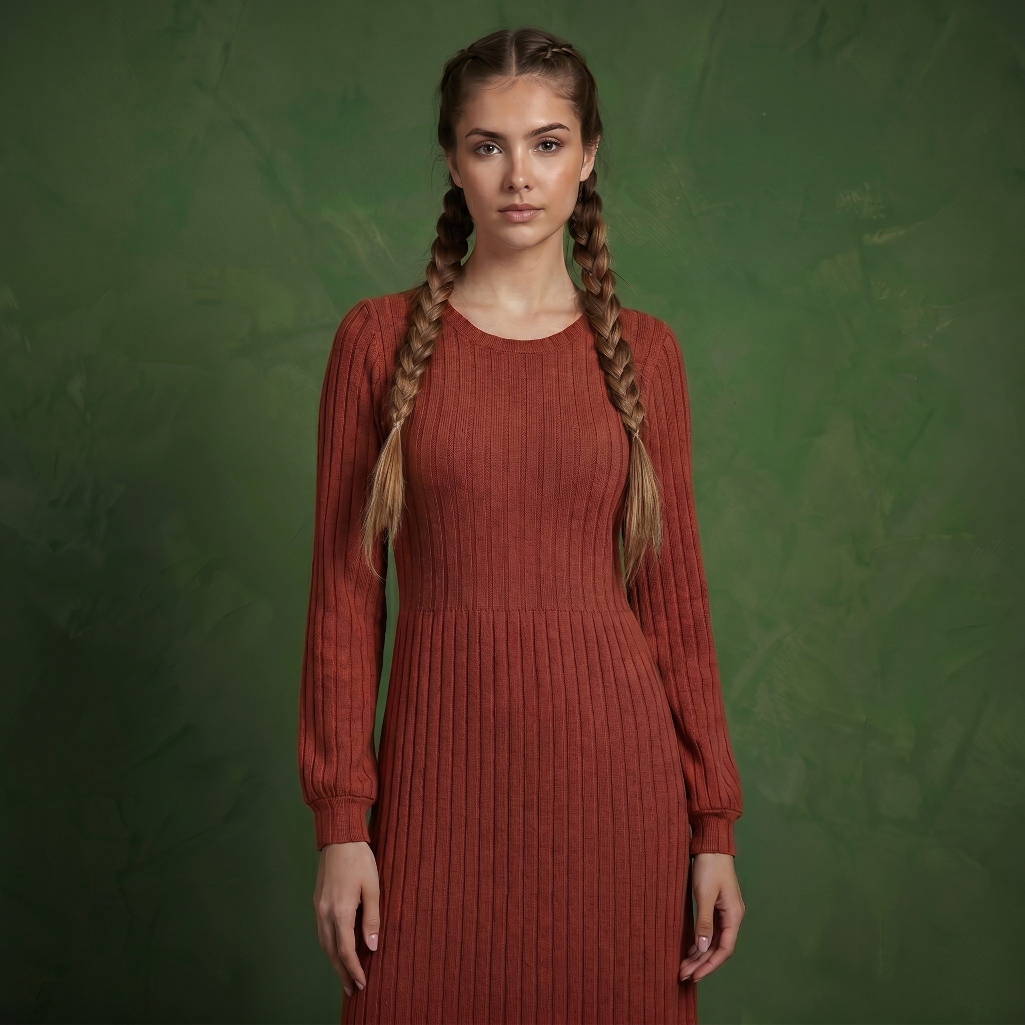 Anna-Kaci Women's Long Sleeve Pleated Maxi Dress with Fitted Bodice and Flowing Skirt