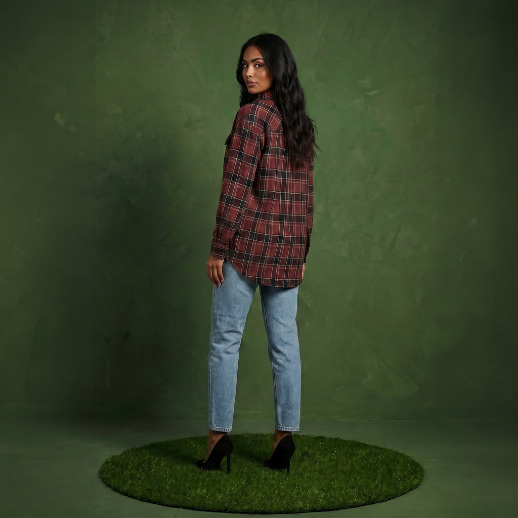 Anna-Kaci Women's Long Sleeve Plaid Button-Up Shirt with Chest Pockets